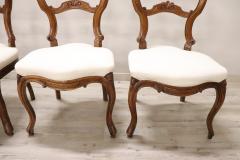 19th Century Italian Louis philippe Carved Walnut Set of Four Antique Chairs - 3968688