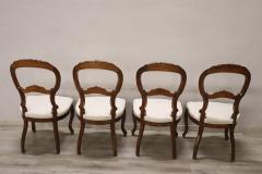 19th Century Italian Louis philippe Carved Walnut Set of Four Antique Chairs - 3968693