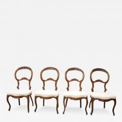 19th Century Italian Louis philippe Carved Walnut Set of Four Antique Chairs - 3973302