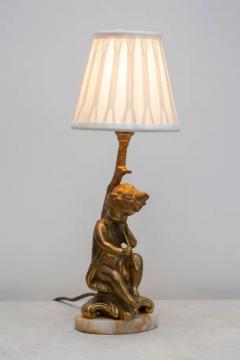 19th Century Italian Napoleon III Gilt Bronze Figural Lamp with Cherub - 4045266