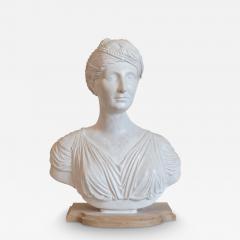 19th Century Italian Neoclassical Plaster Bust of a Roman Woman - 4014736