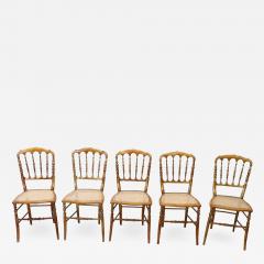 19th Century Italian Set of Five Turned Wood Famous Chiavari Chairs - 2222810