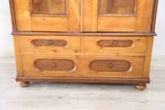 19th Century Italian Solid Cherry and Walnut Wood Antique Wardrobe or Armoire - 2670216