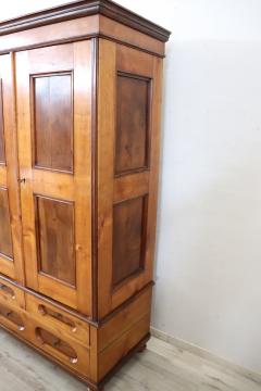 19th Century Italian Solid Cherry and Walnut Wood Antique Wardrobe or Armoire - 2670219