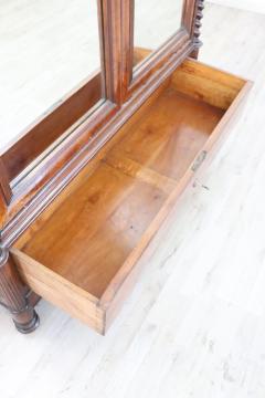 19th Century Italian Solid Walnut Wood Antique Armoire with Mirror - 2227491