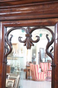 19th Century Italian Solid Walnut Wood Antique Armoire with Mirror - 2227494