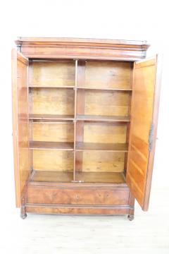 19th Century Italian Solid Walnut Wood Antique Armoire with Mirror - 2227495