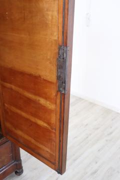 19th Century Italian Solid Walnut Wood Antique Armoire with Mirror - 2227496