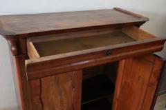 19th Century Italian Solid Walnut Wood Antique Low Wardrobe or Armoire - 2418686
