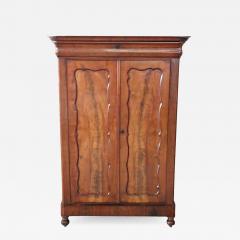 19th Century Italian Solid Walnut Wood Antique Low Wardrobe or Armoire - 2418751