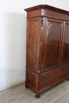 19th Century Italian Solid Walnut Wood Antique Wardrobe or Armoire - 2556577