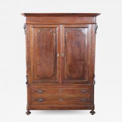 19th Century Italian Solid Walnut Wood Antique Wardrobe or Armoire - 2559486