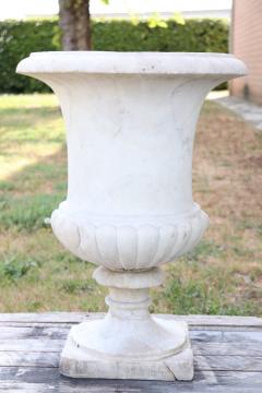 19th Century Italian White Carrara Marble Antique Outdoor and Garden Medici Vase - 2528385