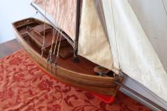 19th Century Italian Wooden Canvas Handmade Model Sail Boat - 2286471