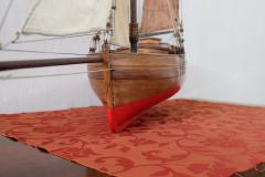 19th Century Italian Wooden Canvas Handmade Model Sail Boat - 2286481