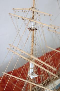 19th Century Italian Wooden Canvas Handmade Model Sailing Ship - 2286483