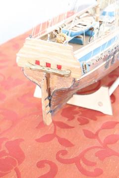 19th Century Italian Wooden Canvas Handmade Model Sailing Ship - 2286490