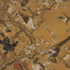 19th Century Japanese Scroll Painting Birds Flowers of the Four Seasons  - 3718002