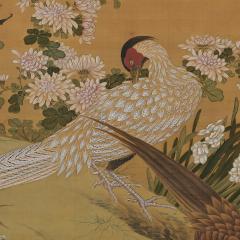 19th Century Japanese Scroll Painting Birds Flowers of the Four Seasons  - 3718005