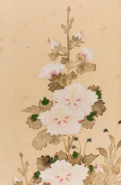19th Century Japanese Scroll of Hollyhocks - 1344204