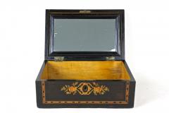 19th Century Jewelry Box With Floral Inlay Works Original Mirror AT ca 1890 - 3948239