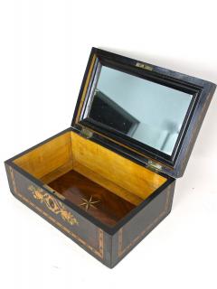 19th Century Jewelry Box With Floral Inlay Works Original Mirror AT ca 1890 - 3948241