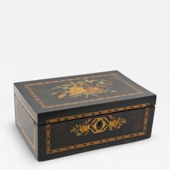 19th Century Jewelry Box With Floral Inlay Works Original Mirror AT ca 1890 - 3952437