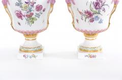 19th Century KPM Pair Gilt Foral Porcelain Decorative Urns - 1821643