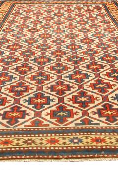 19th Century Kazak Handmade Wool Rug in Red Yellow and Blue - 2460856