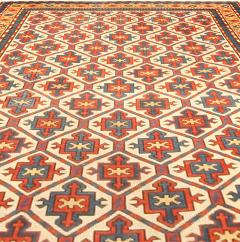 19th Century Kazak Handmade Wool Rug in Red Yellow and Blue - 2460857