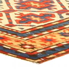 19th Century Kazak Handmade Wool Rug in Red Yellow and Blue - 2460859