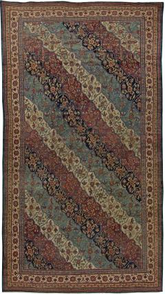 19th Century Kirman Bold Red Dark and Light Blue Handwoven Wool Rug - 2461930