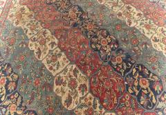 19th Century Kirman Bold Red Dark and Light Blue Handwoven Wool Rug - 2461932