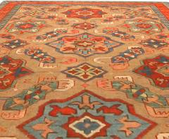 19th Century Kuba Orange and Blue Handmade Wool Rug - 2460848