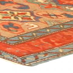 19th Century Kuba Orange and Blue Handmade Wool Rug - 2460850