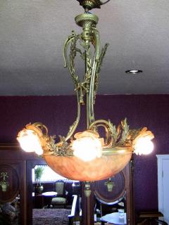 19th Century Large French Ormolu and Alabaster Chandelier - 4749177