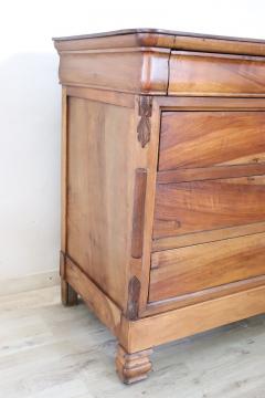 19th Century Louis Philippe Italian Antique Chest of Drawers in Solid Walnut - 4209492
