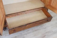 19th Century Louis Philippe Solid Poplar Wood Antique Wardrobe Armoire - 4143039