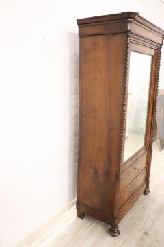 19th Century Louis Philippe Walnut Antique Wardrobe or Armoire with Mirror - 2823328