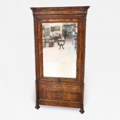 19th Century Louis Philippe Walnut Antique Wardrobe or Armoire with Mirror - 2828348