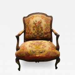19th Century Louis XV Style Armchair Bergere Petite and Gros Point Upholstery - 2492481