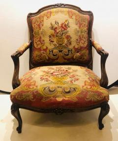 19th Century Louis XV Style Armchair Bergere Petite and Gros Point Upholstery - 2955416