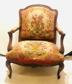 19th Century Louis XV Style Armchair Bergere Petite and Gros Point Upholstery - 2955417