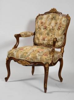 19th Century Louis XV Style Walnut Framed Pair French Berg res Armchairs - 3534664