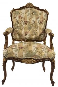 19th Century Louis XV Style Walnut Framed Pair French Berg res Armchairs - 3534668