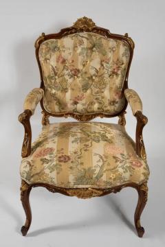 19th Century Louis XV Style Walnut Framed Pair French Berg res Armchairs - 3534670