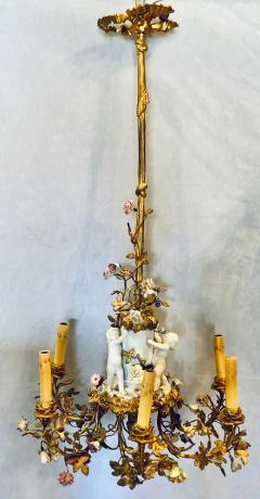 19th Century Louis XVI Gilt Bronze Meissen and Sevres Parian Chandelier - 2934441