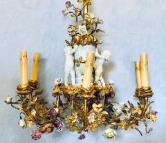 19th Century Louis XVI Gilt Bronze Meissen and Sevres Parian Chandelier - 2934442
