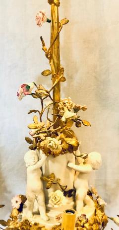 19th Century Louis XVI Gilt Bronze Meissen and Sevres Parian Chandelier - 2934443