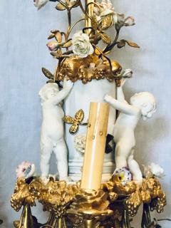19th Century Louis XVI Gilt Bronze Meissen and Sevres Parian Chandelier - 2934445